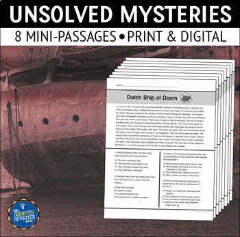 Preview of Unsolved Mysteries Nonfiction Reading Comprehension Passages Set 1