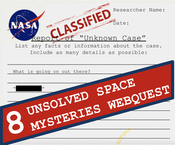 Preview of Unsolved Mysteries of Space Webquest: WOW! Signal, Roswell, Black Holes, & More!
