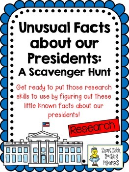 Preview of Unusual Facts About Our Presidents Scavenger Hunt Activity and KEY