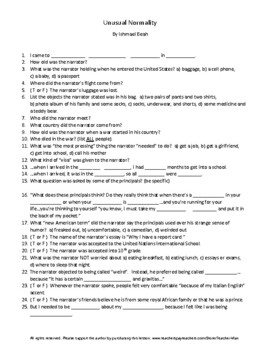 Preview of Unusual Normality by Ishmael Beah Complete Guided Reading Worksheet
