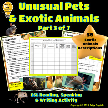 Preview of Exotic Pets | ESL Newcomer Activities | Reading & Speaking Activities | Pt 3