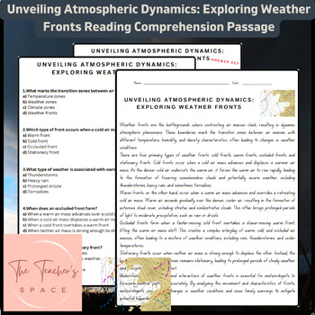 Preview of Unveiling Atmospheric Dynamics: Exploring Weather Fronts Reading Comprehension