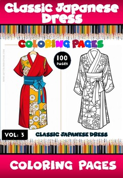 Preview of Unveiling Japanese Elegance: 100 New Dresses Await in Coloring Vol. 3
