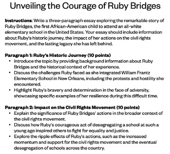 Preview of Unveiling the Courage of Ruby Bridges (3-paragraph essay)