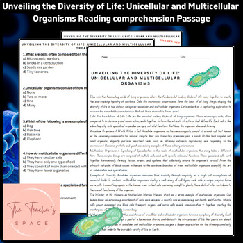 Preview of Unveiling the Diversity of Life: Unicellular and Multicellular Organisms Reading