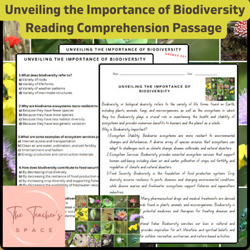 Preview of Unveiling the Importance of Biodiversity Reading Comprehension Passage