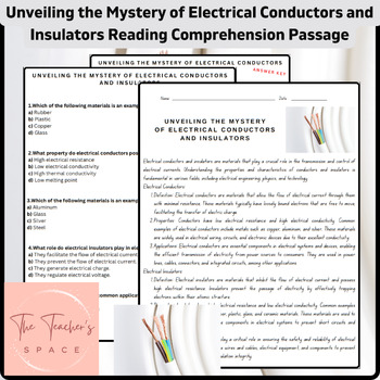 Preview of Unveiling the Mystery of Electrical Conductors and Insulators Reading Passage