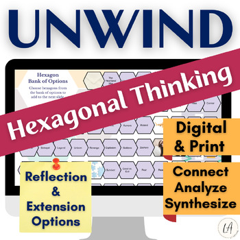 Preview of Unwind by Neal Shusterman Hexagonal Thinking Activity - Novel Study, Lit Circles