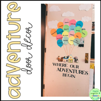 Preview of Disney Up Classroom Door | Rainbow Balloon Door | Adventure Classroom Door Decor