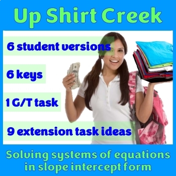 Preview of Solving systems of equations project in slope intercept form - Up Shirt Creek