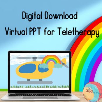 Preview of Up, Up, and Away Happy Helicopter Virtual Teletherapy Slideshow