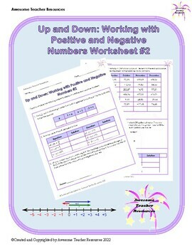 Preview of Up and Down: Working with Positive and Negative Numbers Worksheet #2