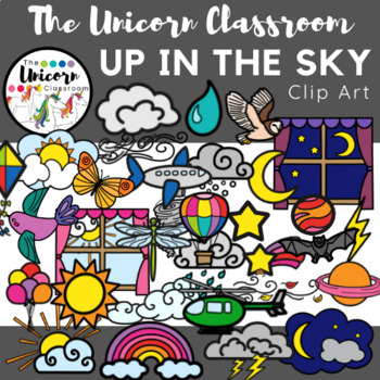 Preview of Up in the Sky Colorful Clip Art Graphics