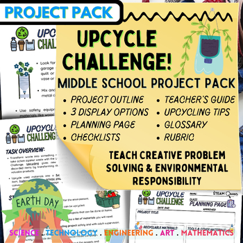 Preview of Earth Day Upcycle Challenge! Earth Month Project-Based Learning Middle School