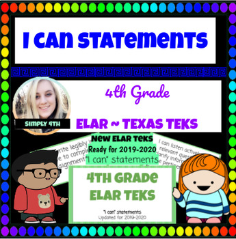 Preview of Updated 4th Grade ELAR "I can" Statements for Texas TEKS