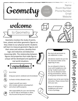 Preview of Updated! Math - Geometry Syllabus - Completely Editable Now in Google Slides