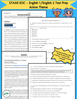 Preview of Updated! STAAR EOC English I/II - Test Prep/Tutorials - Anime focus!