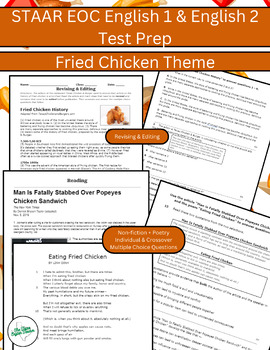 Preview of Updated! STAAR English I/II - Fried Chicken Theme - Non-fiction + Poetry