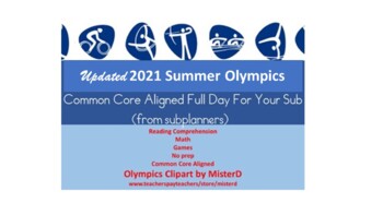 Updated Summer Olympics 2021 - Common Core Aligned Full Day For Your Sub