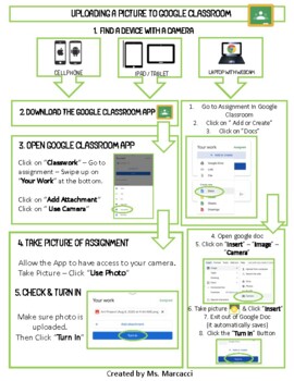 Preview of Uploading a Picture to Google Classroom Guide (English & Spanish)