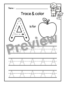 Upper Case Alphabet tracing & coloring by Mina Maryn Learning Resources