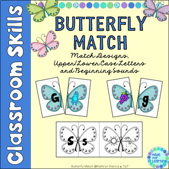 Preview of Upper Case Lower Case Letters Beginning Sounds Butterflies