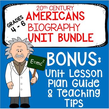 Preview of 20th Century Americans Biography Unit with Primary & Secondary Sources BUNDLE
