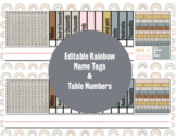 Upper Elementary Boho Rainbow Name Tags and Table Numbers