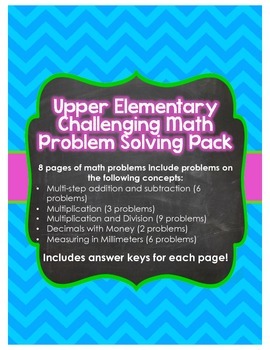 Preview of Upper Elementary Challenging Math Problem Solving