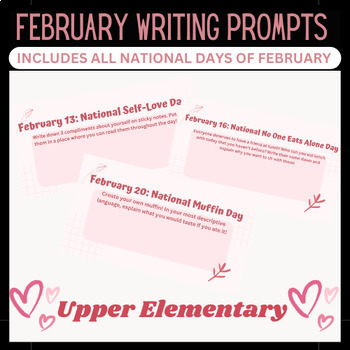 Preview of Upper Elementary February Writing Prompts and Activities--National Days