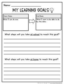 Preview of Upper Elementary Goal Setting Template