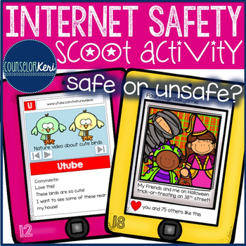 Preview of Internet/Technology Safety Scoot - Elementary School Counseling