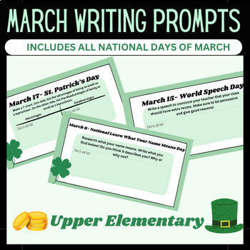 Preview of Upper Elementary March Writing Prompts and Activities-- National Days