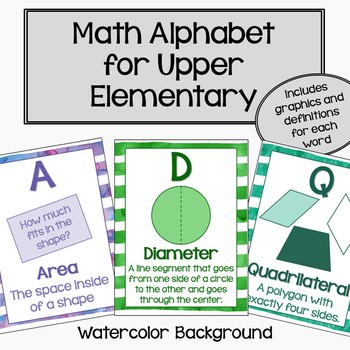 Preview of Upper Elementary Math Alphabet - Watercolor