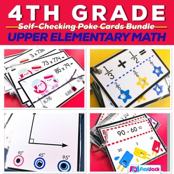 Preview of 4th Grade Math Centers Poke Card Bundle