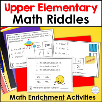 Preview of Upper Elementary Math Station Enrichment Activities - Riddles & Games Math