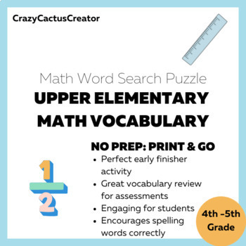 Preview of Upper Elementary Math Vocabulary Word Search