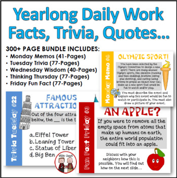 Preview of Upper Elementary Morning Daily Work Bundle for School Year