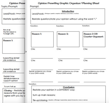 Preview of Upper Elementary Opinion Writing Graphic Organizers