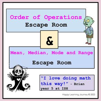 Preview of Order of Operations and Averages Escape Rooms