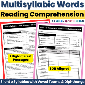 Preview of Upper Elementary Phonics - VCE Multisyllabic Words Reading Passages Vowel Teams