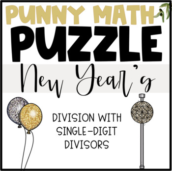 Preview of Upper Elementary Punny Math Puzzle New Year's Winter Activity: Long Division