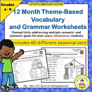Preview of Upper Elementary Speech Therapy 12 Month Language and Vocabulary Bundle