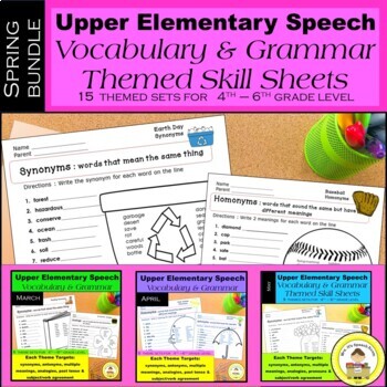 Preview of Upper Elementary Speech Therapy Spring  Bundle