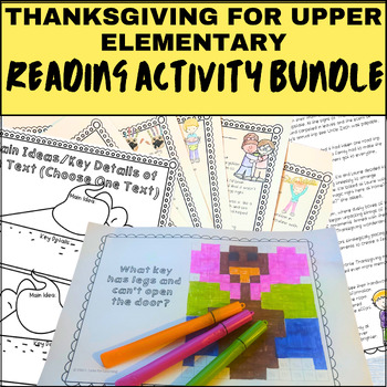Preview of Upper Elementary Thanksgiving Comprehension Printables Bundle