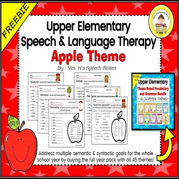 Preview of Upper Elementary Themed Vocabulary and Grammar Worksheets-Apple Theme