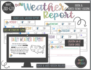 Preview of Upper Elementary Weather Report | DIGITAL & Printable