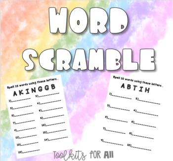 Preview of Upper Elementary Word Scramble