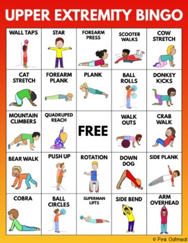 Upper Extremity Strength Bingo by Pink Oatmeal | TPT