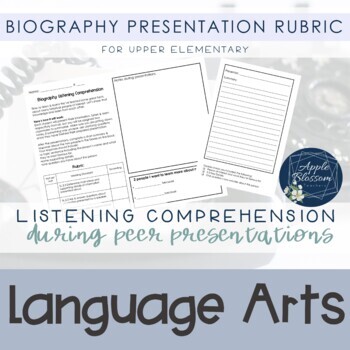 Preview of Upper Grade Biography Project Presentation Rubric - Listening Comprehension